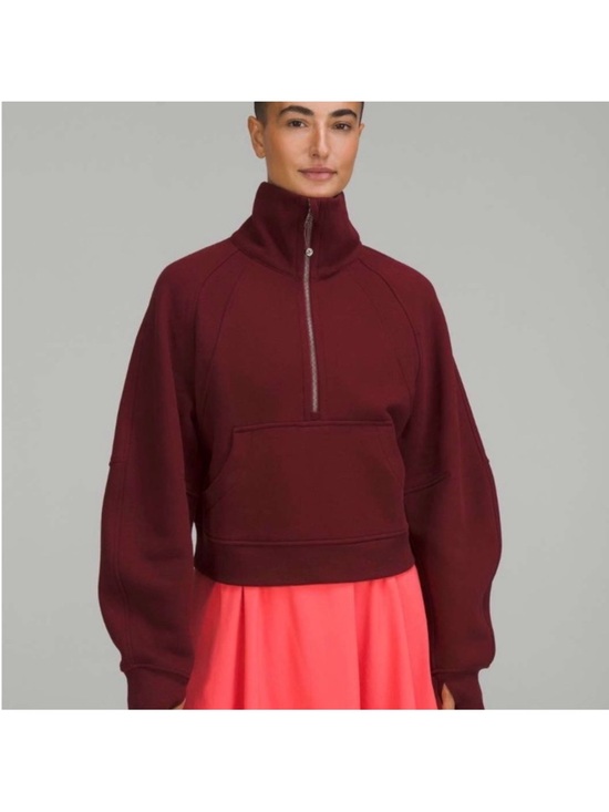 lululemon athletica Jackets & Blazers - Lululemon Scuba Oversized Funnel Neck Half-Zip Sweatshirt Red Merlot Size XS/S